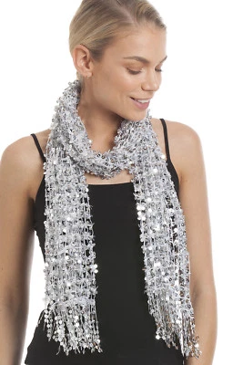 CENTRAL CHIC Zentraler schicker glitzernder Pailletten Schal Weihnachten Party Abend Schals Tuch Halstuch