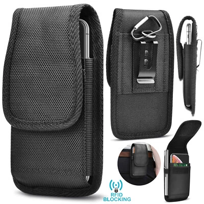 Vertical Oxford Phone Holster Pouch Case with Belt Clip Loop for iphone Samsung - Image 1 of 4