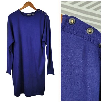 Vestido Camisa Suéter Tejido Liz Claiborne Vintage Años 90 Talla Mediana Midi Vaina Azul Foto 1 de 4