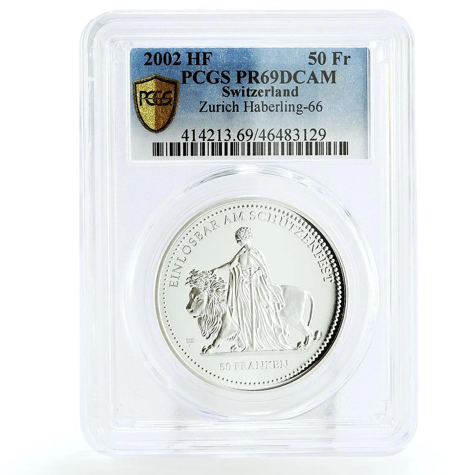 Switzerland 50 francs Shooting Festival Una and the Lion PR69 PCGS Ag coin 2002 - Image 1 of 2
