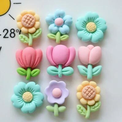 20 Pieces Mixed Resin Cute Flowers Flatback Buttons for Crafts Hairpin DIY Decor - Image 1 of 4