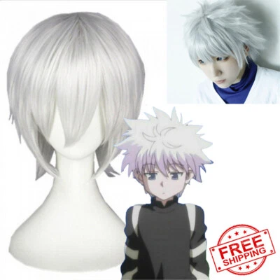 Hunter × Hunter Killua Zoldyck костюм косплей волосы короткие серебряные прямые парики - Изображение 1 из 4