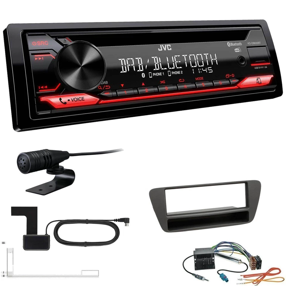 JVC KD-DB622BT DAB inkl Antenne Bluetooth Einbauset für Audi Q3 ab 2011 schwarz - Bild 1 von 4