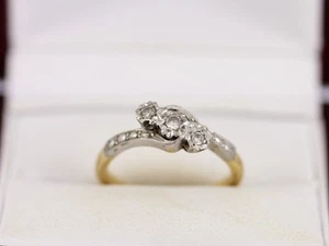 Anello Trilogy Diamanti Oro 18ct Donna Misura M 1/2 750 4g AH87 - Foto 1 di 3