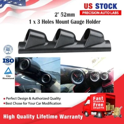Black 52mm Auto A Pillar Pod 3 Triple Gauge Holder Mount Pod Bendable Universal - Image 1 of 4