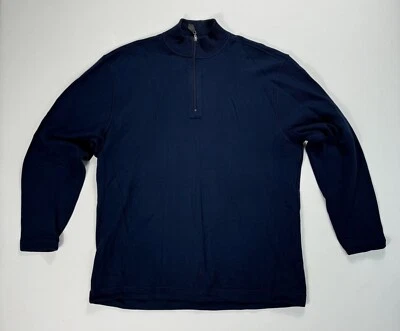 Johnston & Murphy Men’s Large 1/4 Zip Sweater Navy Blue Outdoor Casual Classic - Image 1 of 4