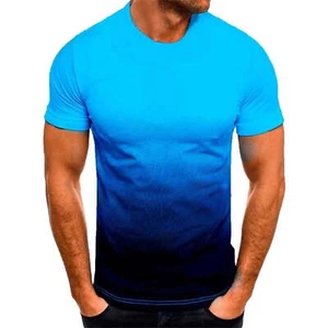 Blczomt Tee Men's Size L Blue Gradient Casual Short Sleeve --D7-- - Picture 1 of 2