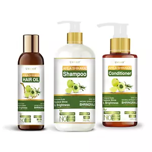 Unisaif Organic Amla Shikakai Hair Care Kit Shampoo & Conditioner Set, Hair Oil - Picture 1 of 11
