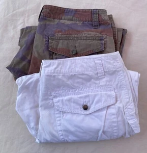 2 pairs London Jeans Camouflage & White Bermuda Cargo Shorts size 10 - Picture 1 of 15