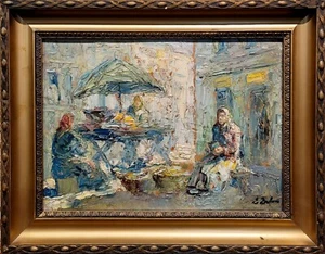 Erno Erb - Women at the Market - 1920s Oil painting - Foto 1 di 11