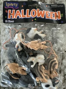 Halloween Rubber Mouse Pack-12 Pieces 2” Mice-iparty-BRAND NEW-ORIGINAL PACKAGE - Picture 1 of 5