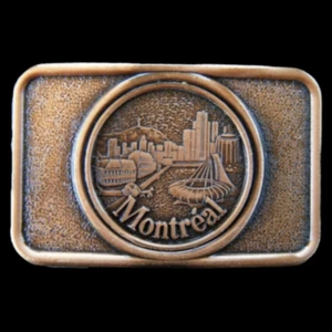 MONTREAL CITY SKYLINE QUEBEC CANADA OLYMPIC STADIUM BELT BUCKLE BOUCLE CEINTURE - Picture 1 of 1