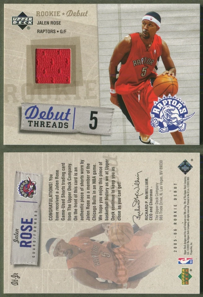 2005-06 Upper Deck Rookie Debut Threads SHORTS #Dt-JR Jalen Rose Toronto Raptors - Image 1 of 1