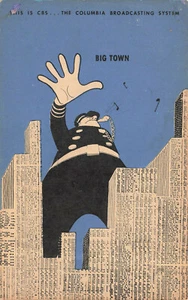 Programa de televisión CBS "Big Town" Tuesday en postal de los años 50 - Imagen 1 de 2
