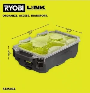 Small Parts Organizer Ryobi Link 6, 10 Compartment Tool Box Modular Case System - Picture 1 of 7