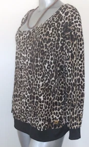 Michael Kors Pullover Velvet TOP Size 3X Logo gold tone Long Sleeve Animal Print - Picture 1 of 23