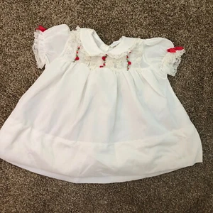 vintage alexa infant baby dress 6 months up to 18 lbs red embroidered flowers - Picture 1 of 6
