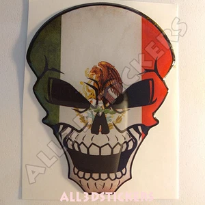 Sticker Flag Mexico Skull Adhesive Decal Resin Domed Car Moto Tablet 3D - Picture 1 of 3