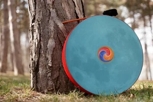 Heilige "Tibet Vegan Drum", Rahmentrommel 20', Klangheilinstrument, tiefer Klang - Bild 1 von 10