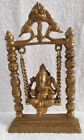 Ganesha on Swing Statue Idol Brass 9"
