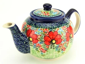 Polish Pottery Teapot - Coffee Pot - Zaklady Boleslawiec - Capacity: 1 Qt. - Picture 1 of 5
