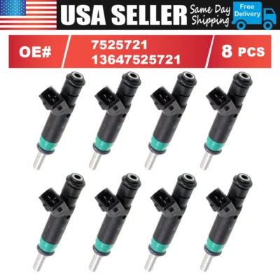 8 piezas inyectores de combustible 7525721 para BMW 2004-2010 X5 550i 650i 750i 750Li 4,8 L V8 Foto 1 de 4