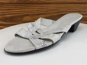 Munro Size 7 Sandal Slide Silver Leather Women N - Picture 1 of 10