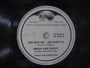 12" Transcription Texas Jim Robertson Life Git Tee Jus Don't It Bread Gravy VG+ - Imagen 1 de 2