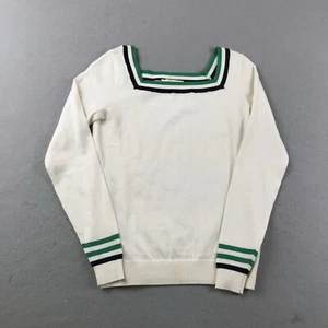 Boden Sweater Womens 2 Ivory Square Neck Contrasting Trims Pullover * - Picture 1 of 10