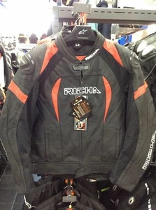 RICHA Piranha Leather Motorcycle Black/Red Bike Jacket EU 52 -UK 42 - Picture 1 of 2