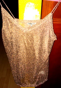 Charlotte Russe Y2K Pink Metallic Sheer Knit Tank Top XL - Bild 1 von 6