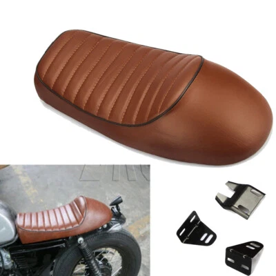 Sillín plano de moto vintage café corredor asiento para Honda Suzuki Yamaha Foto 1 de 4