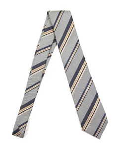 HUGO BOSS Men's Tie Blue Gold Striped 100% Silk Made in Italy 60" L 3"W - Picture 1 of 7