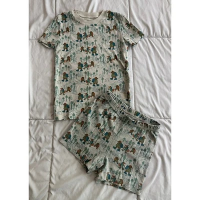 LL Bean 徒步熊夏季睡衣有机棉 5-6 码 — 第 1/3 张图片