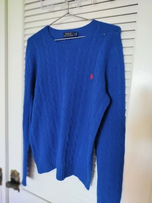 Suéter tejido con cable de lana cachemir vintage Polo Ralph Lauren para mujer L azul como está Foto 1 de 4