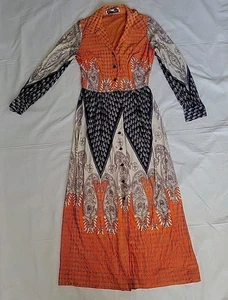 Vintage 1960’s Miss Continental by Ned Gould Fall Paisley Maxi Dress - Picture 1 of 9