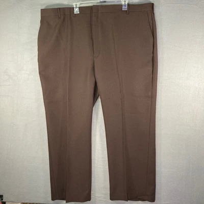 John Blair Mens Dress Pants 48x30 Brown Polyester Trousers Career Workwear - Image 1 of 4
