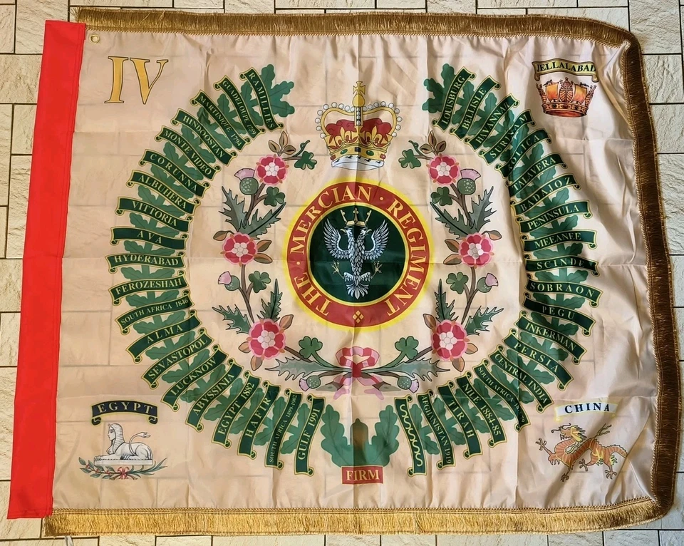 The Mercian Regiment 4th Battalion Regimental Colours flag. - Image 1 of 1