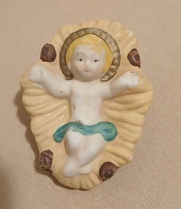 Belén Niño Jesús Cerámica Vintage para Navidad, 2" x 2 1/2" - Imagen 1 de 13