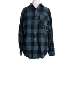 Magellan Blue Flannel Mens Size Medium Shirt Long Tab Sleeves Plaid Classic Fit - Picture 1 of 7