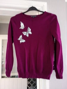 Ladies Bon Marche Purple Butterfly Motifs Lightweight Jumper Size 12 - Picture 1 of 3