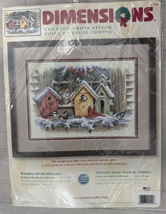 Dimensions Windowsill Birdhouses Counted Cross Stitch Kit Sealed - Picture 1 of 4