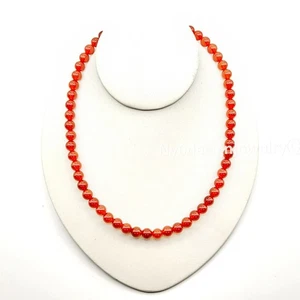 Orange Carnelian Necklace Natural Beaded Healing Crystal Neck Silver Lobster - Picture 1 of 4