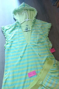 New BETSEY JOHNSON HOODIE & SHORTS Green+Blue 2pc SET w/ Original Tags Sz Large - Picture 1 of 3