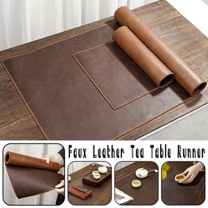 Luxury Faux Leather Tea Table Runner Double-Sided Zen-Inspired Table Decor - Picture 1 of 22