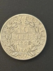 PAPAL STATES 10 Soldi 1868 Silver .835 - VF/XF - Picture 1 of 6