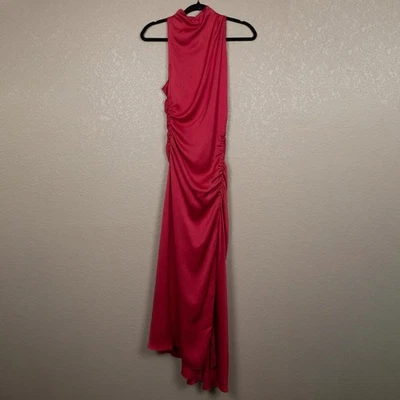 A.L.C. Vestido midi rosa acanalado sin mangas satinado Inez NUEVO CON ETIQUETAS-2 Foto 1 de 4