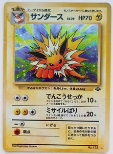 Jolteon Pokémonkarte Holo japanischer Anime Nintendo Vintage Karte selten kostenloser Versand Dschungel - Bild 1 von 11