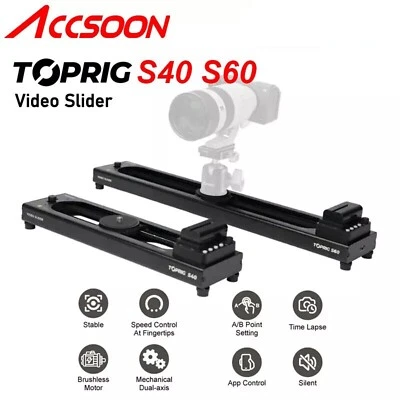 Accsoon TOPRIG S40 S60 Motorized DSLR Camera Video Tracking Slider Rail 120° - Image 1 of 4