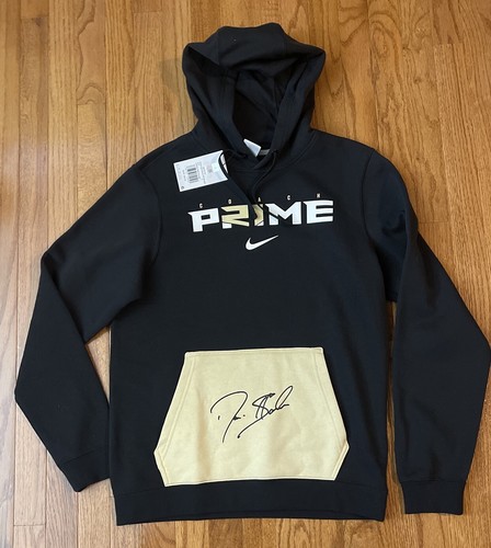 Felpa con cappuccio pullover Nike uomo Coach Prime Deion Sanders 2.0 Club Fleece nuova con etichetta small